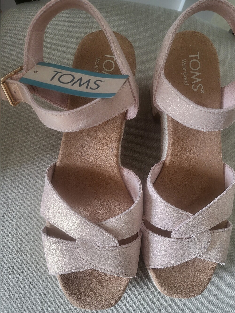TOMS Women's Blush Pink Suede Ankle-Strap Sandals